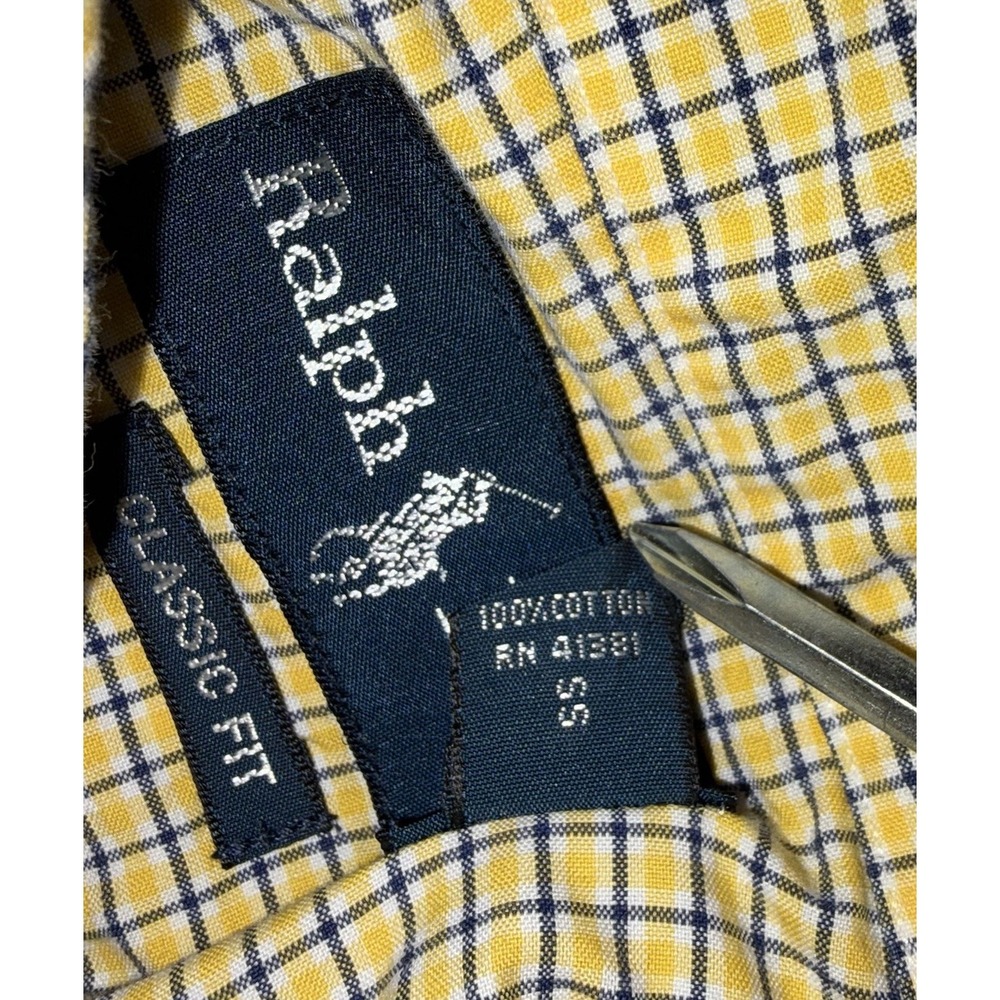 Polo Ralph Lauren Short Sleeve Blue‎ Yellow Plaid Button Down XLT Tall Classic - Picture 8 of 9